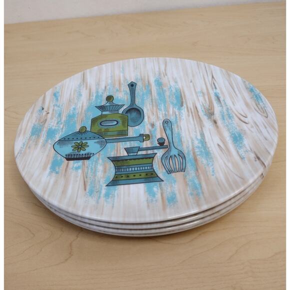 4-Retro Rare 60s Texas Ware Melmac Serving Kitchen MCM Plates - Picture 5 of 9